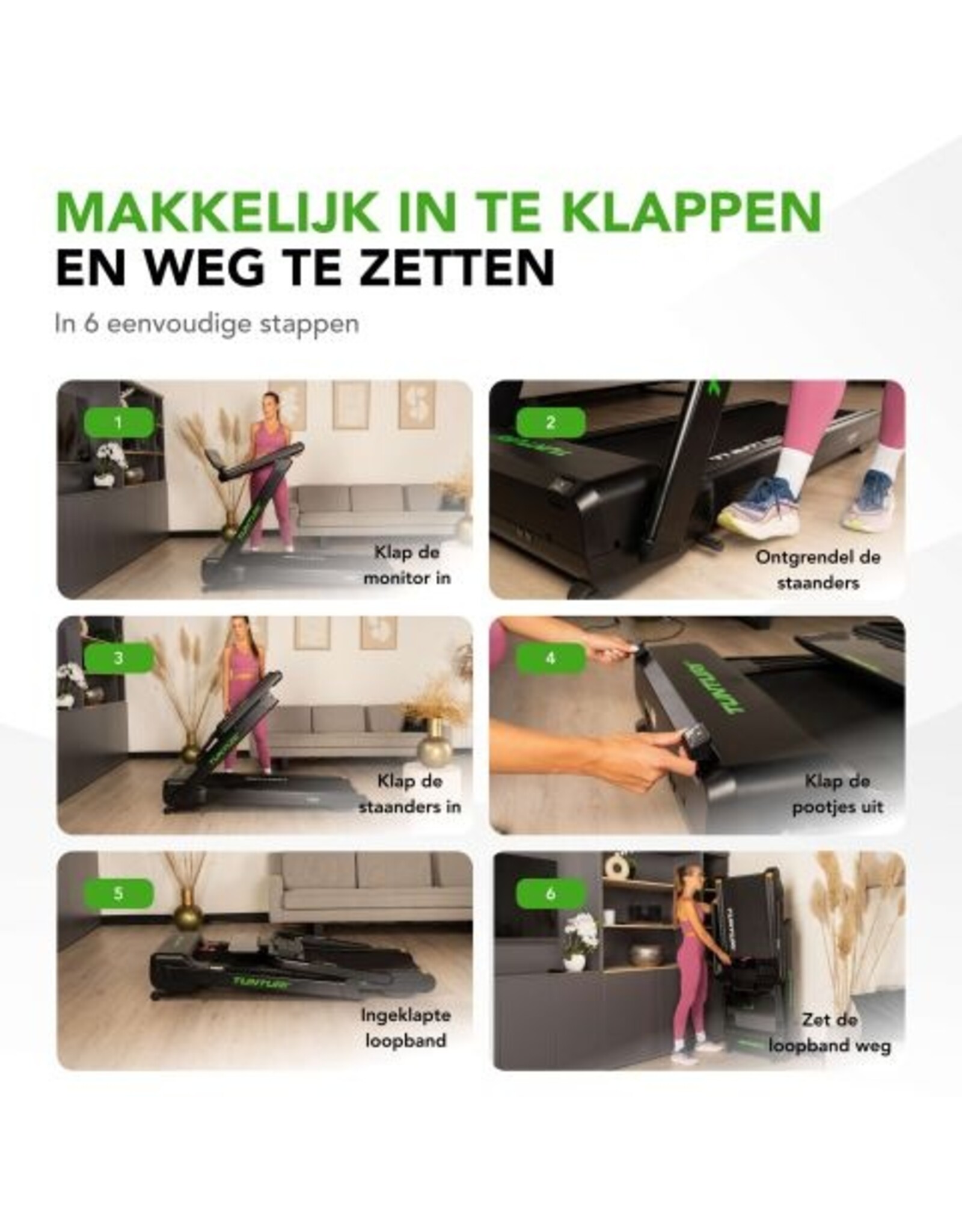 Tunturi Tunturi Cardio Fit T60 Loopband - Hardloopband met bluetooth - Wandelband - 44 programma's - Inklapbaar - Walking pad - Compact - 0,8 tot 18,0 km/u