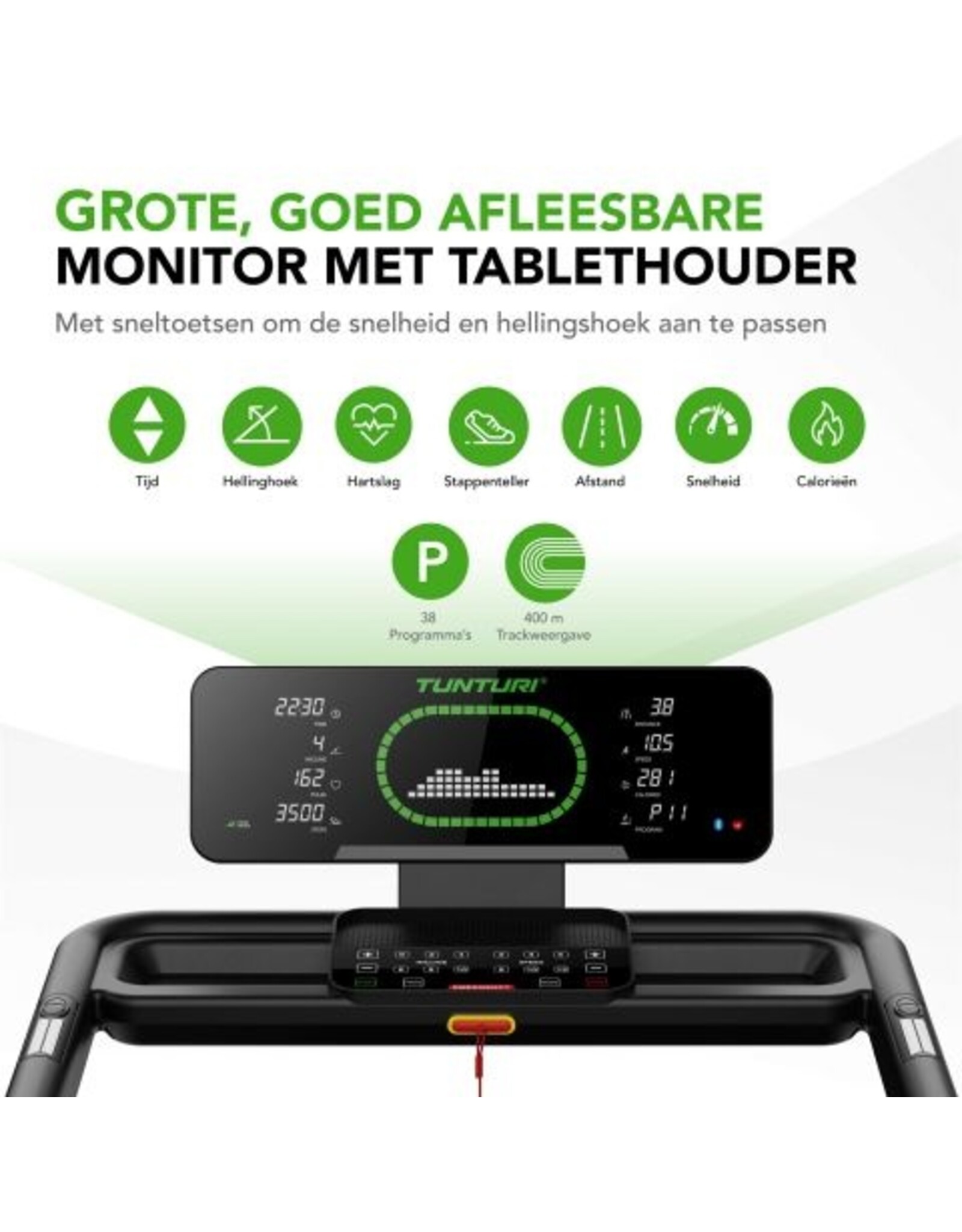 Tunturi Tunturi Cardio Fit T60 Loopband - Hardloopband met bluetooth - Wandelband - 44 programma's - Inklapbaar - Walking pad - Compact - 0,8 tot 18,0 km/u