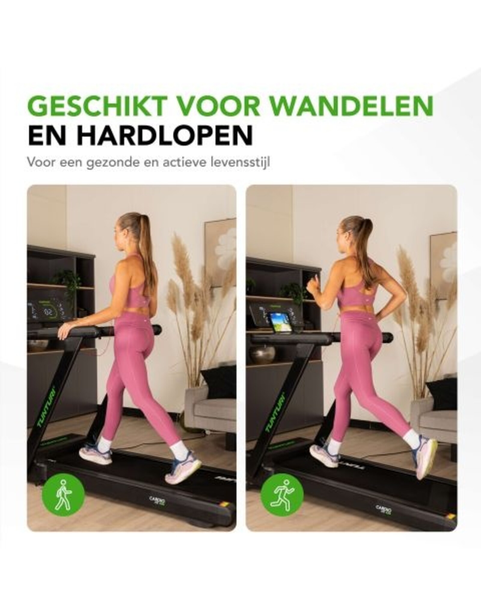 Tunturi Tunturi Cardio Fit T60 Loopband - Hardloopband met bluetooth - Wandelband - 44 programma's - Inklapbaar - Walking pad - Compact - 0,8 tot 18,0 km/u