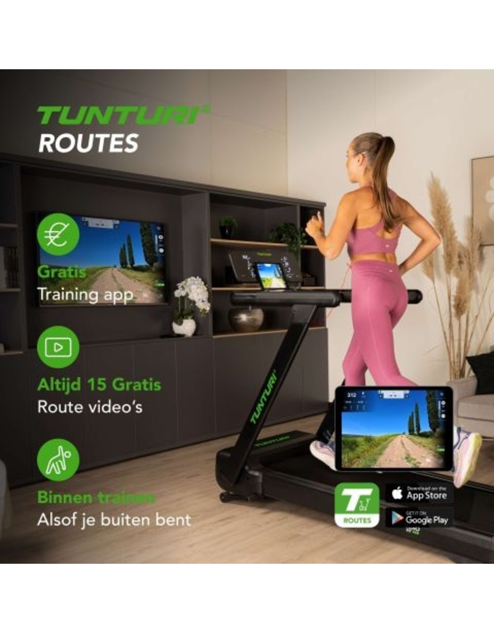 Tunturi Tunturi Cardio Fit T60 Loopband - Hardloopband met bluetooth - Wandelband - 44 programma's - Inklapbaar - Walking pad - Compact - 0,8 tot 18,0 km/u