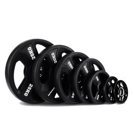 Titanium strenght Premium Olympische Rubber Gecoate Schijven met 3 Tri-Grip Handvatten 5kg