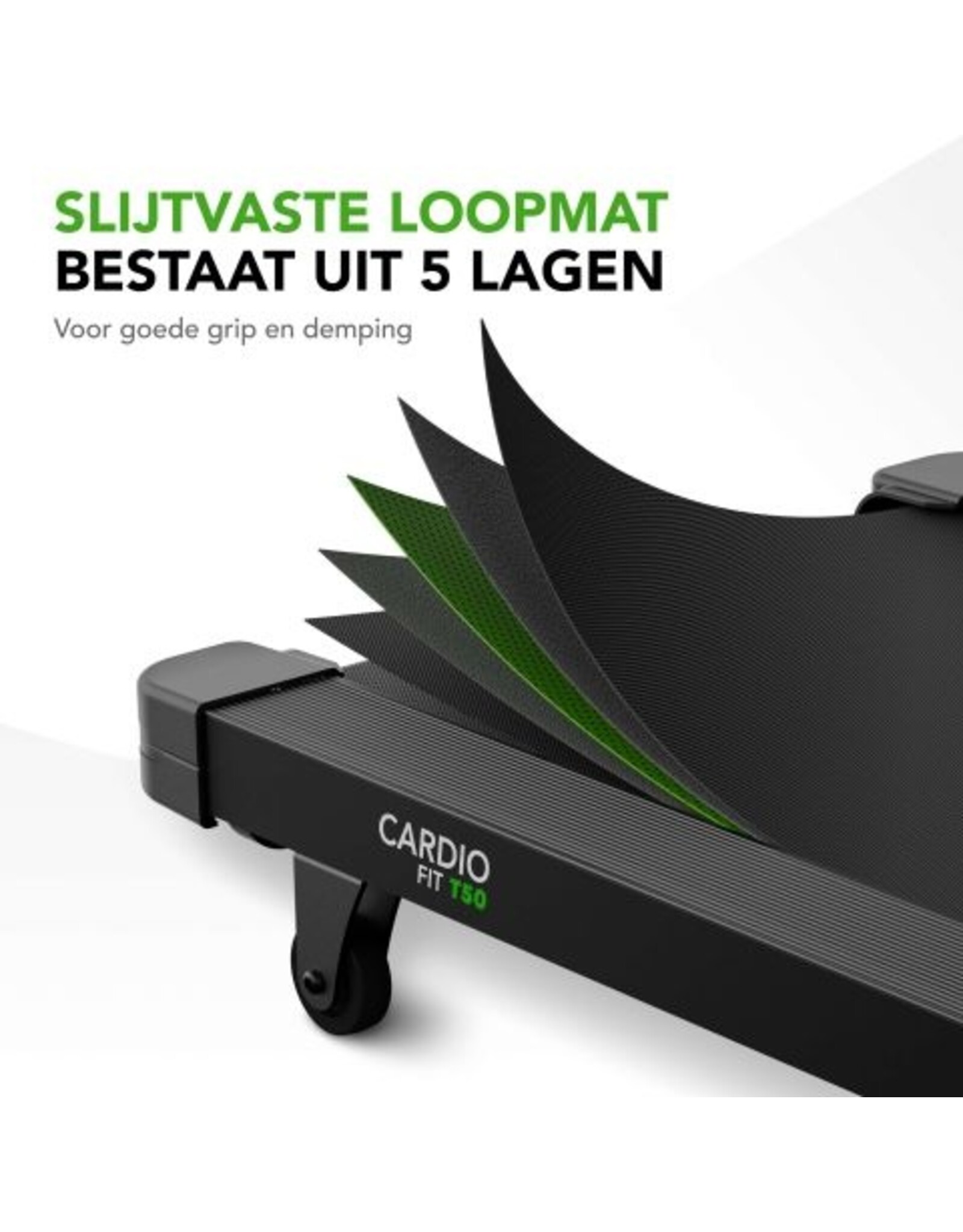 Tunturi Tunturi Cardio Fit T50 Loopband - Hardloopband met bluetooth - Wandelband - 44 programma's - Inklapbaar - Walking pad - Compact - 0,8 tot 16,0 km/u