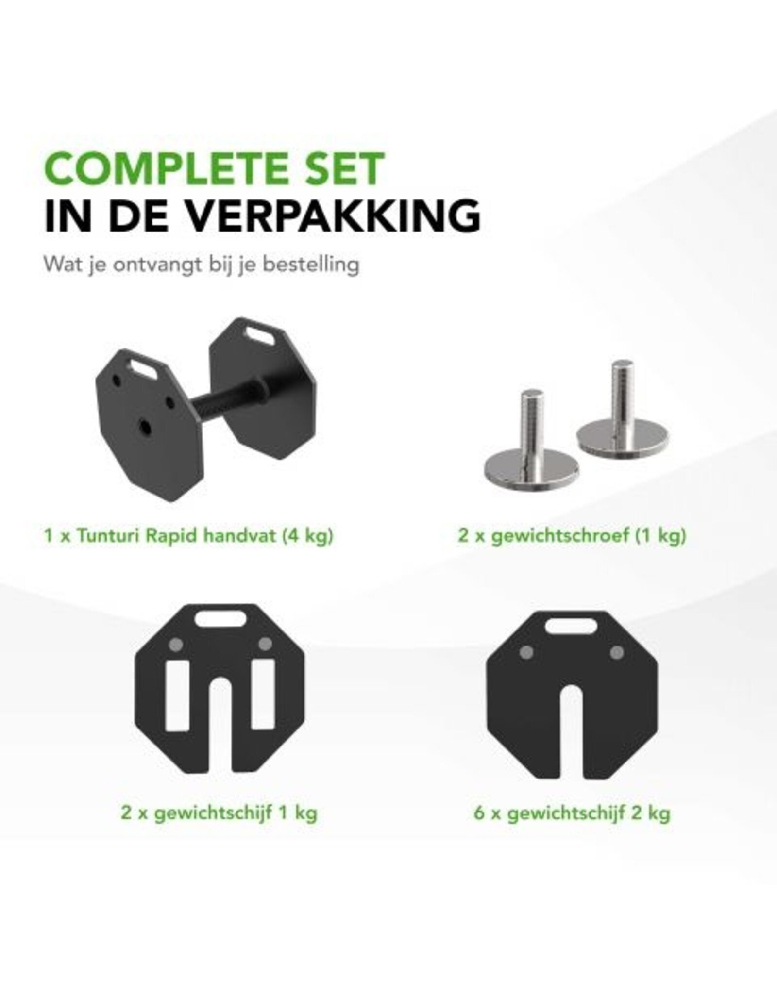 Tunturi Tunturi Rapid Adjustable Dumbbell - Enkele dumbbellset van 20kg - Verstelbaar van 4 t/m 20 kg - 9 dumbels in één - Gewichtenset voor home gym