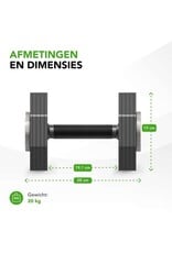 Tunturi Tunturi Rapid Adjustable Dumbbell - Enkele dumbbellset van 20kg - Verstelbaar van 4 t/m 20 kg - 9 dumbels in één - Gewichtenset voor home gym