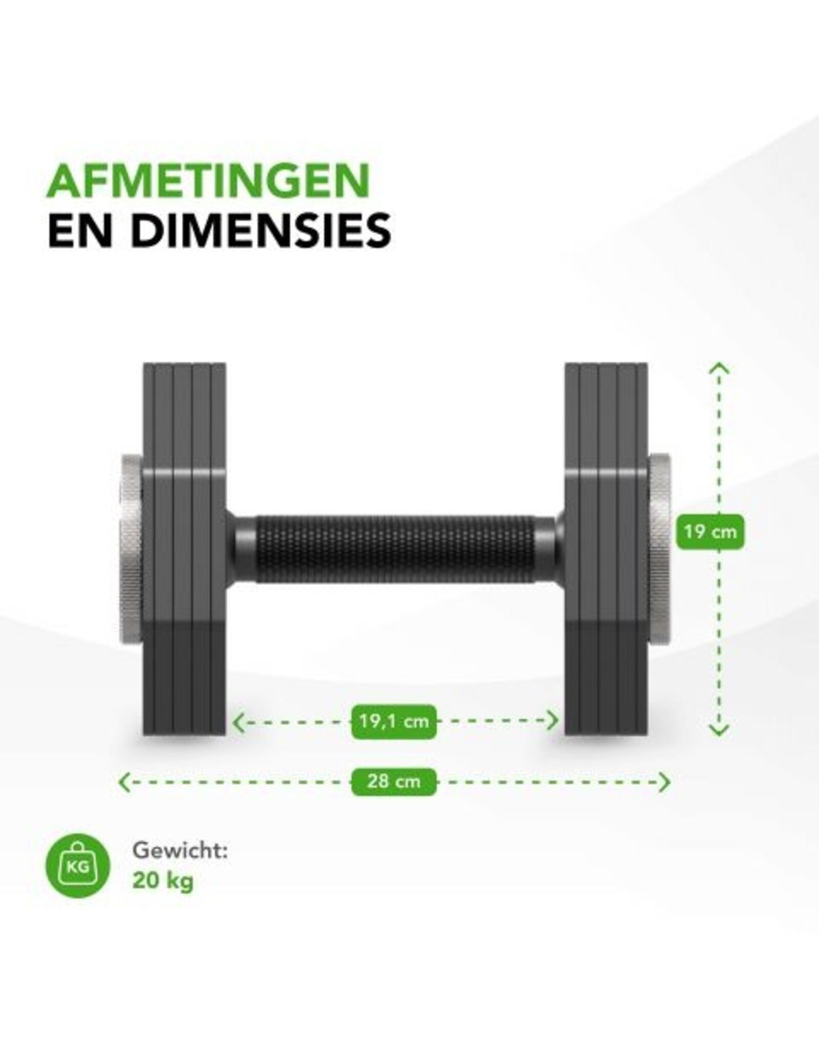 Tunturi Tunturi Rapid Adjustable Dumbbell - Enkele dumbbellset van 20kg - Verstelbaar van 4 t/m 20 kg - 9 dumbels in één - Gewichtenset voor home gym
