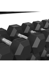 Tunturi Tunturi Platinum Hexa Rubber Dumbbell Sets incl Dumbbell rek - (12 sets - 2.5 t/m 30kg) - Zwart