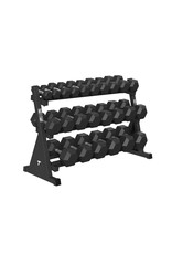 Tunturi Tunturi Platinum Hexa Rubber Dumbbell Sets incl Dumbbell rek - (12 sets - 2.5 t/m 30kg) - Zwart