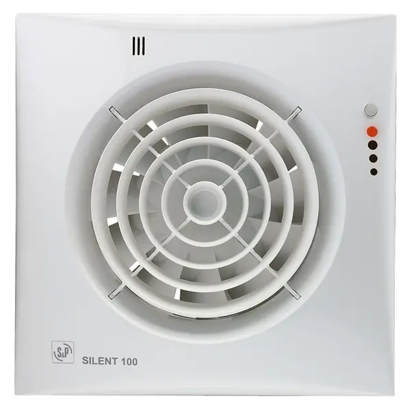 Soler & Palau muurinbouwventilator met instelbare nalooptimer en hygrostaat SILENT - 100 CHZ VISUAL wit