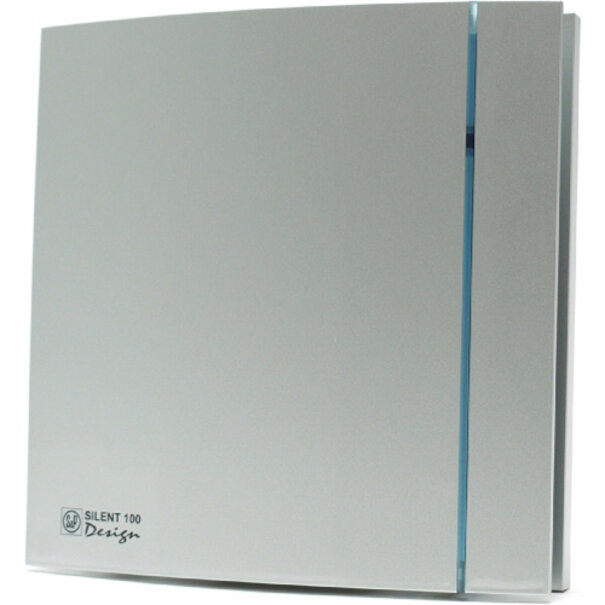 Soler & Palau muurinbouwventilator met instelbare nalooptimer en hygrostaat SILENT DESIGN - 100 CHZ  zilver 3C
