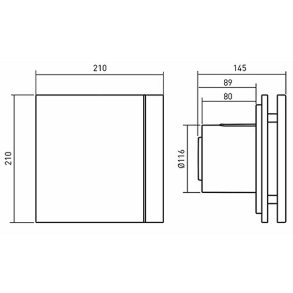 Soler & Palau muurinbouwventilator met instelbare nalooptimer en hygrostaat SILENT DESIGN - 200 CHZ zilver 3C