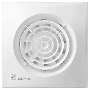 Soler & Palau muurinbouwventilator met instelbare nalooptimer en hygrostaat SILENT - 100 CHZ wit