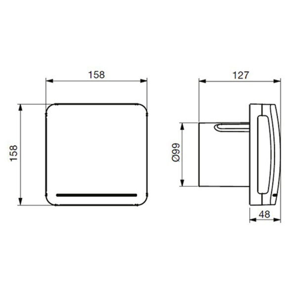 Soler & Palau inbouwventilator met instelbare nalooptimer en hygrostaat ECOAIR DESIGN ECOWATT - H