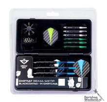 Softip darts set black coated in dartcase