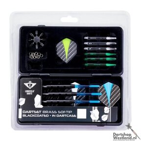 Softip darts set black coated in dartcase