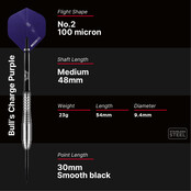 Charge Purple Nickel Coated Steeltip