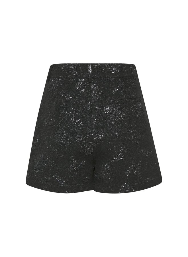 Gestuz Afia Shorts Black Shiny Flower