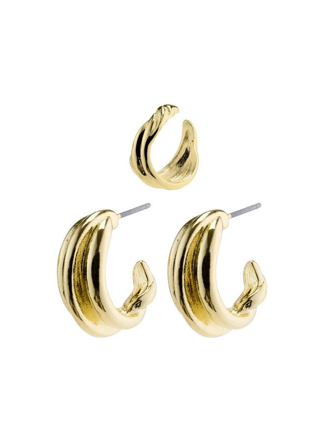 Pilgrim Amanda Hoop & Cuff Set Earrings Gold Plated