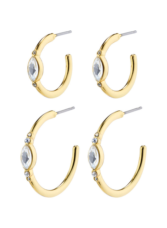 Pilgrim Alexandra Crystal Hoop Earring 2 in 1 Set Gold Plated