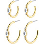 Pilgrim Alexandra Crystal Hoop Earring 2 in 1 Set Gold Plated