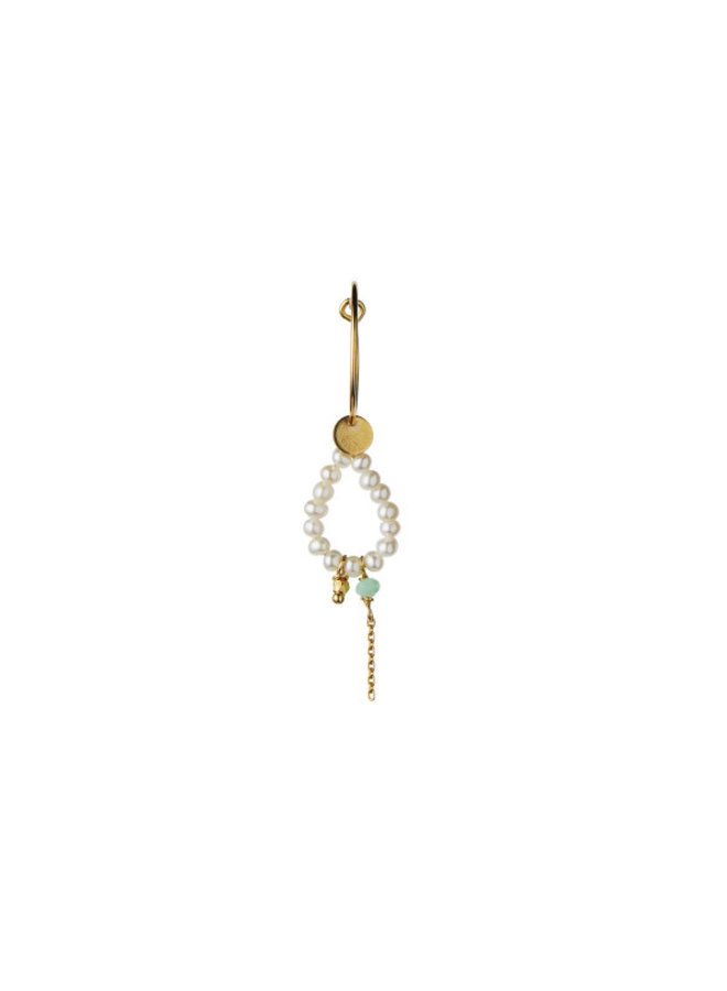 Stine A Heavenly Pearl Dream Hoop Gold - Green Stone & Chain