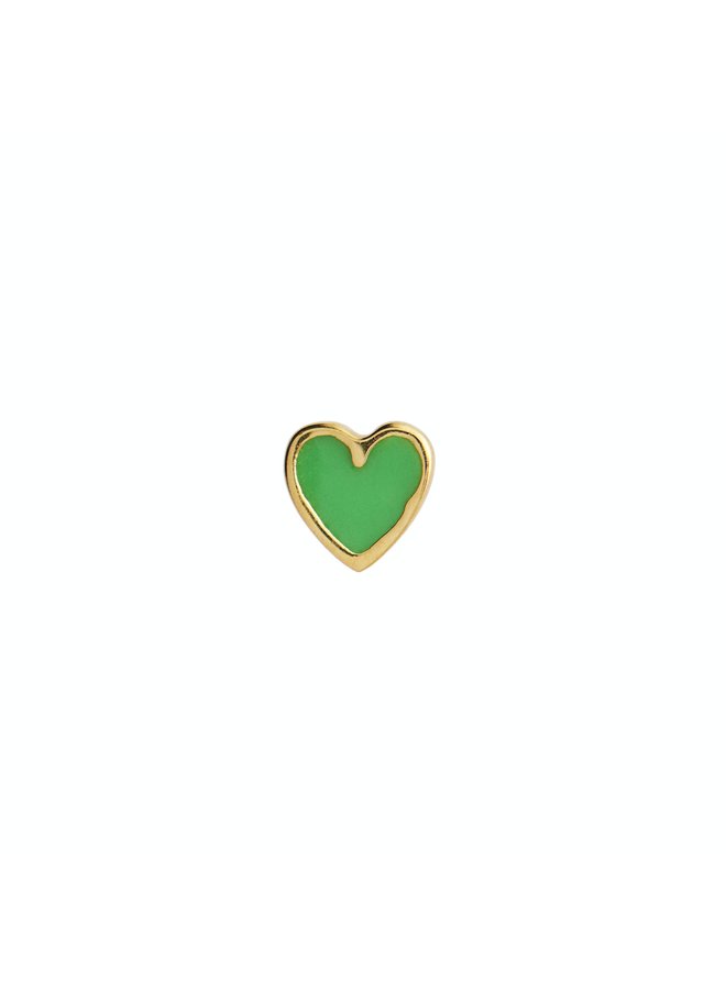 Stine A Petit Love Heart - Green Enamel Gold