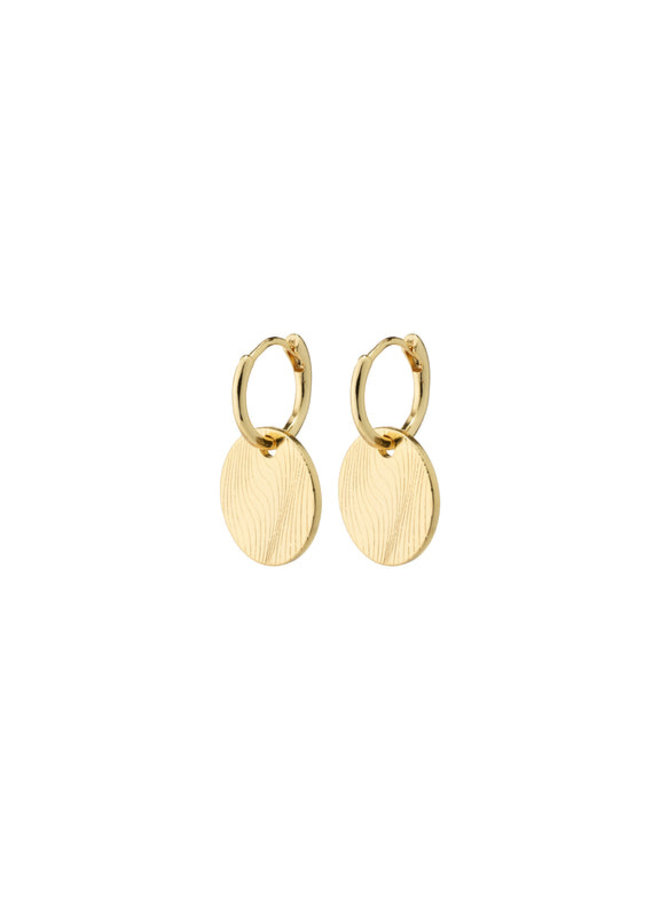 Pilgrim Love Coin Hoop Earrings Gold Plated