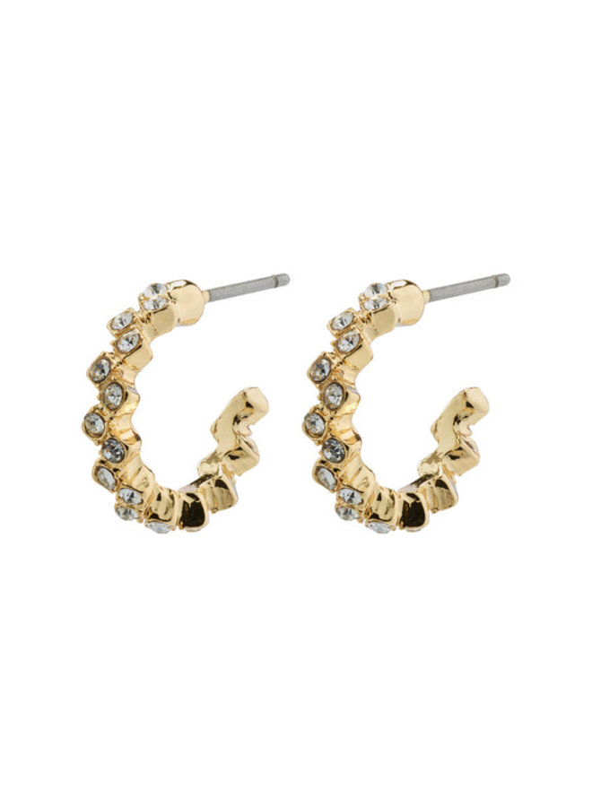 Pilgrim Ester Crystal Hoop Earrings Gold Plated