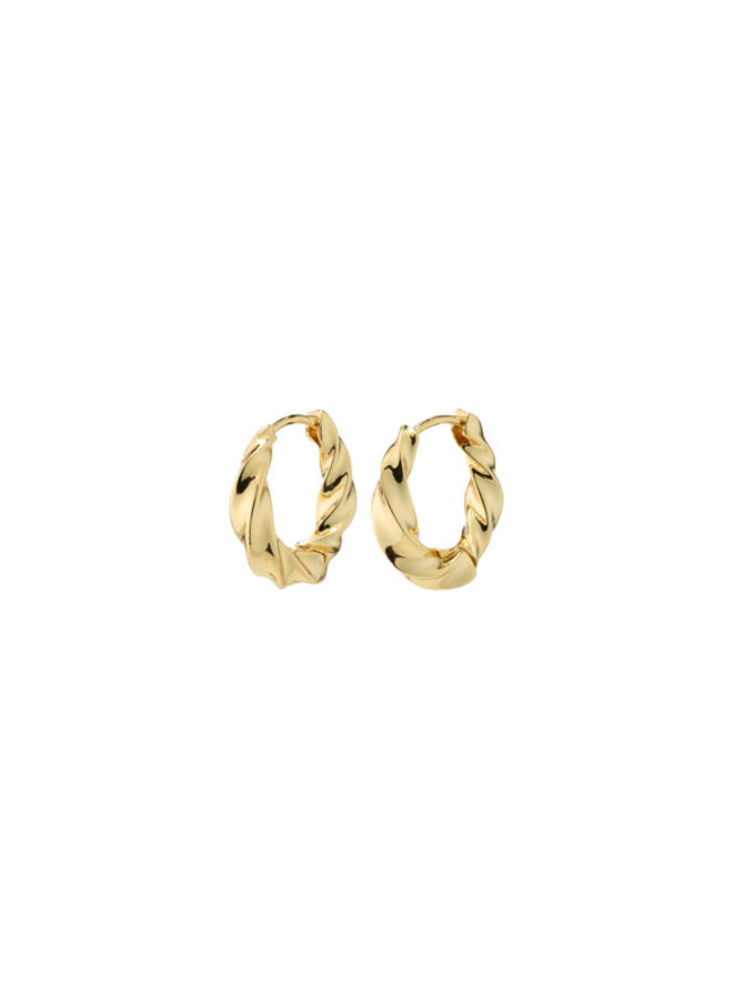 Pilgrim Taffy Recycled Medium Size Swirl Hoop Earrings Gold Plated