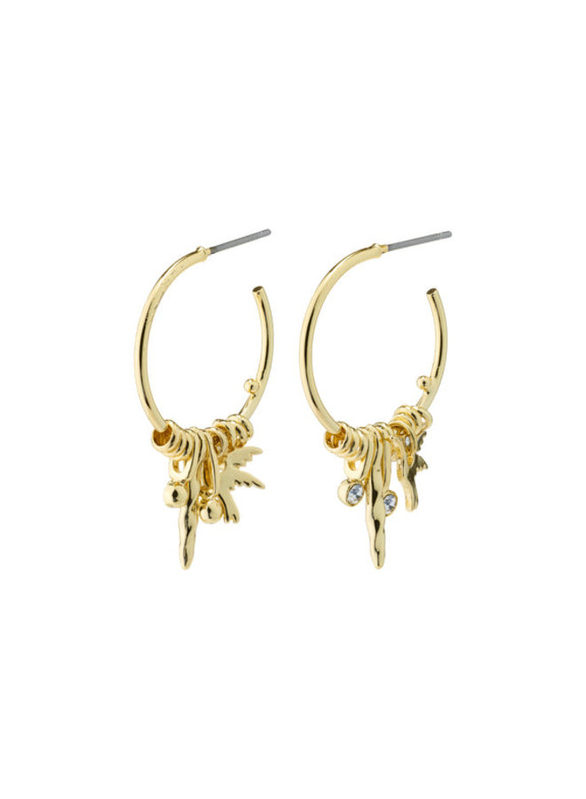 Pilgrim Freedom Crystal Pendant Hoop Earrings Gold Plated