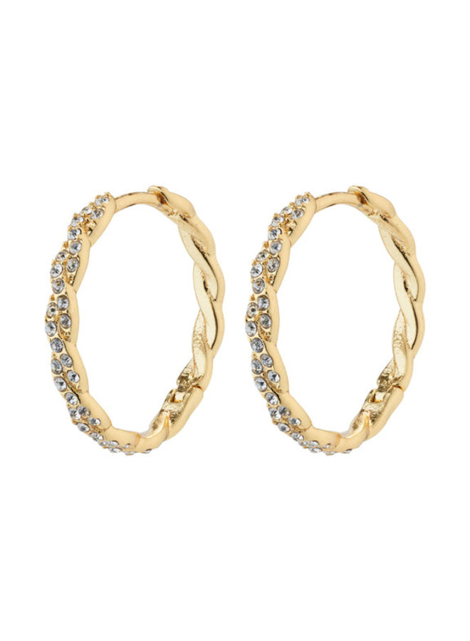 Pilgrim Ezo Twirled Crystal Hoops Gold Plated