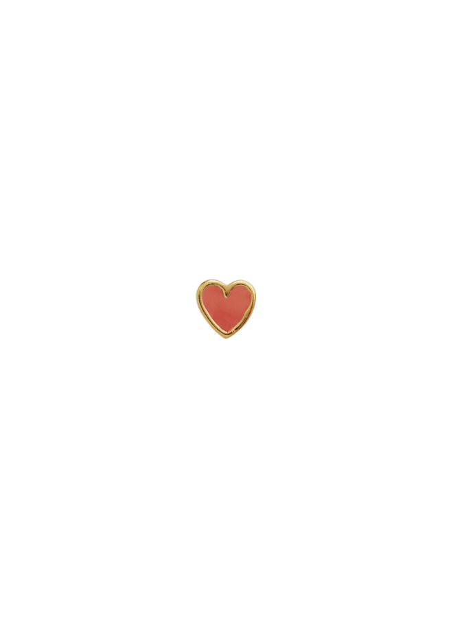 Stine A Petit Love Heart Coral Enamel Gold - per stuk