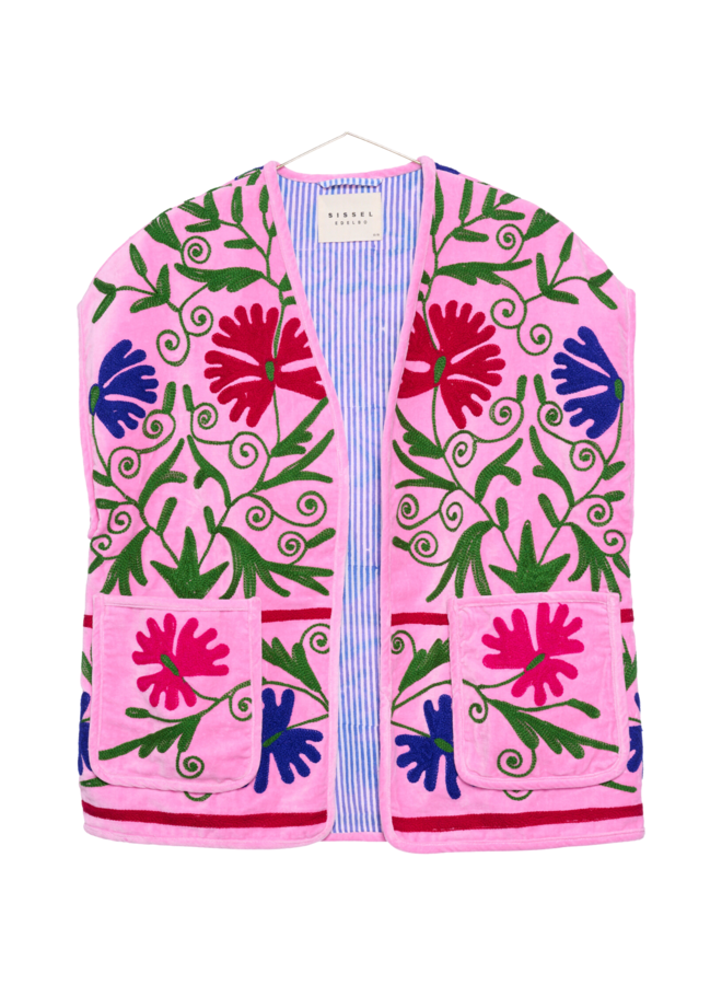 Sissel Edelbo Vida Velvet Suzani Vest Pink