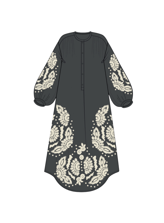 Sissel Edelbo Rikke Organic Cotton Shirt Dress Black W. White Swan