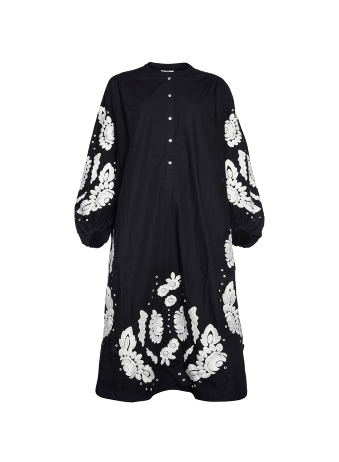 Sissel Edelbo Rikke Organic Cotton Shirt Dress Black W. White Swan