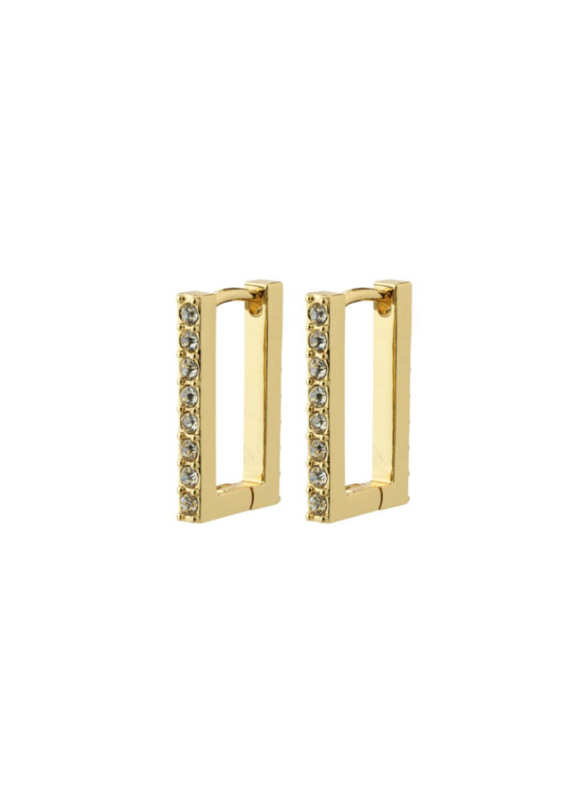 Pilgrim COBY recycled crystal square hoop earrings gold-plated