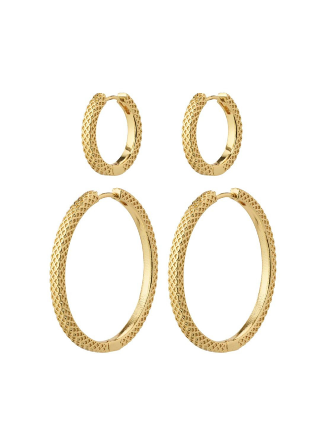 Pilgrim PULSE recycled earrings 2-in-1 set gold-plated