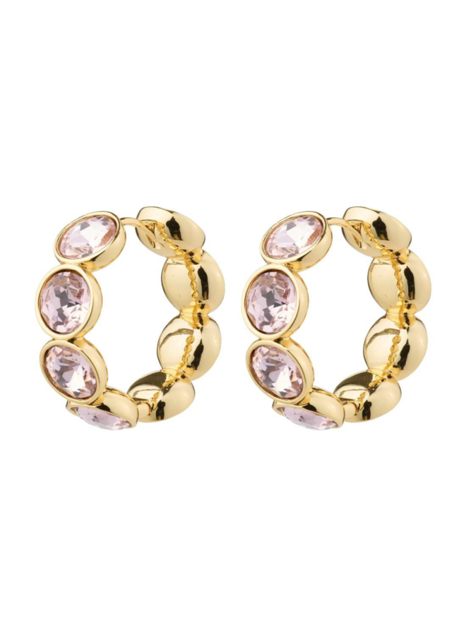 Pilgrim CALLIE recycled crystal hoops rose/gold-plated