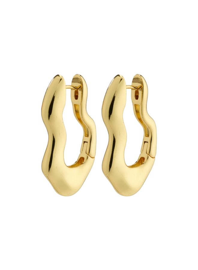 Pilgrim WAVE recycled wavy earrings gold-plated