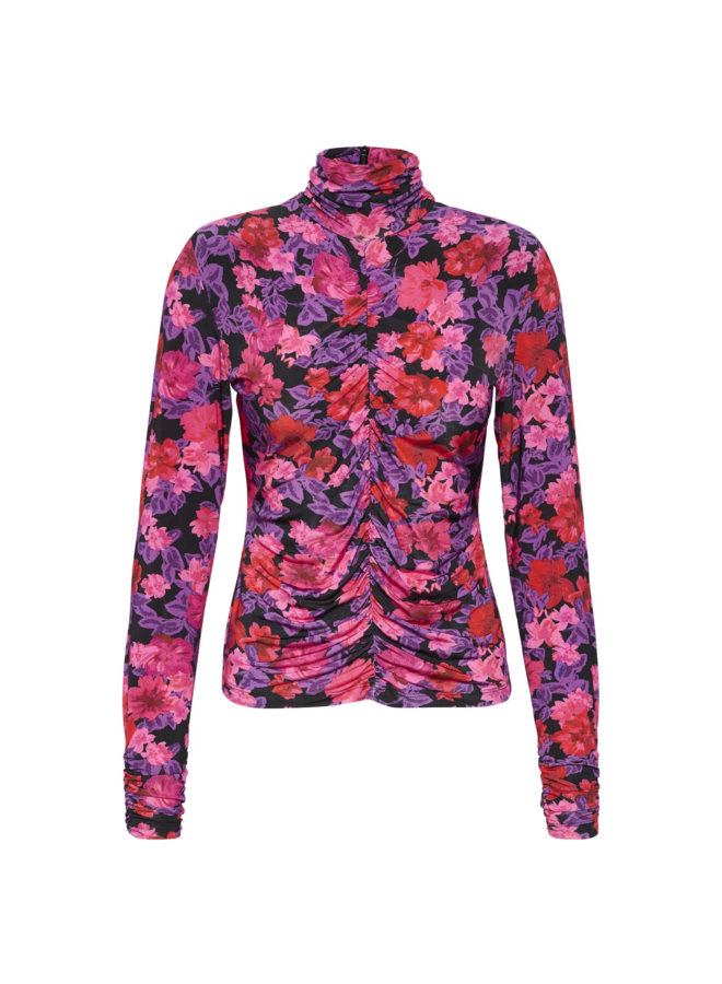 Gestuz AshaGZ P Is Rollneck Blouse Pink Purple Flower