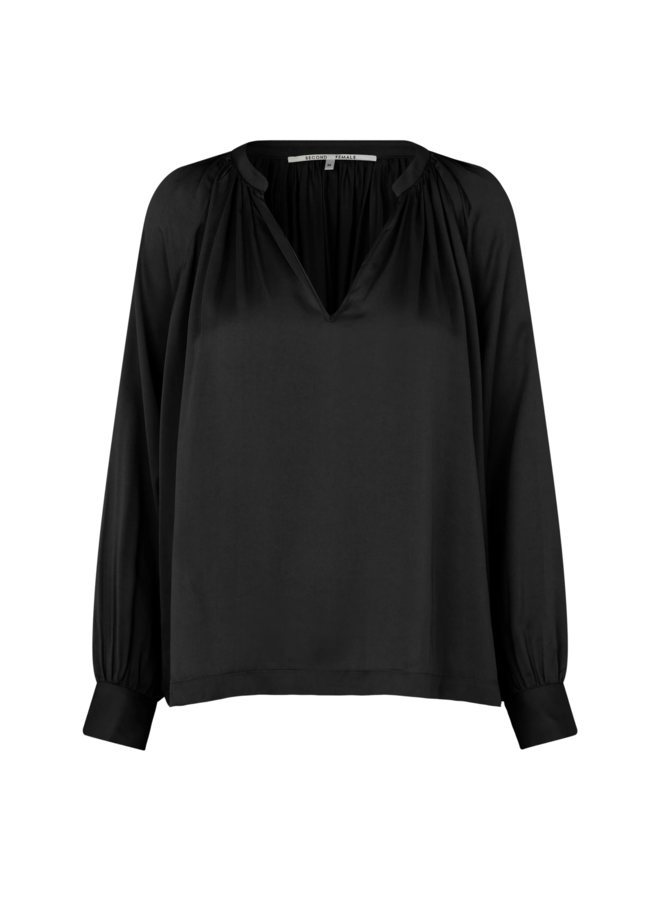 Second Female Drape Tunic Blouse Black