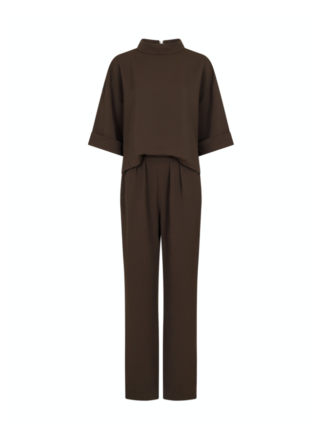 Neo Noir Arlo Crepe Jumpsuit Brown