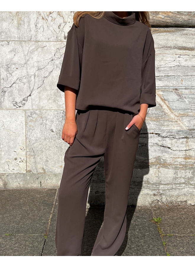 Neo Noir Arlo Crepe Jumpsuit Brown