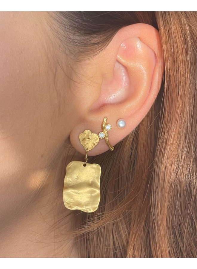 Stine A Flow Earring with Two Stones - per stuk
