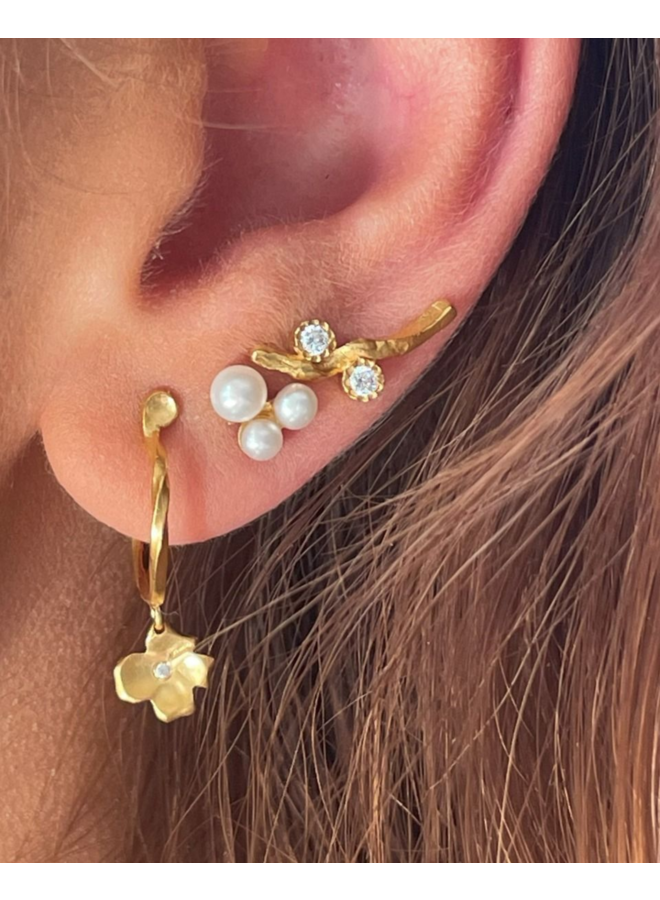 Stine A Flow Earring with Two Stones - per stuk