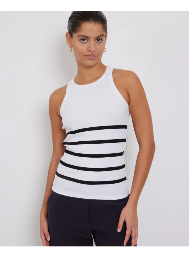 Bruuns Bazaar Katy Rib Tank Top White with Black Stripes