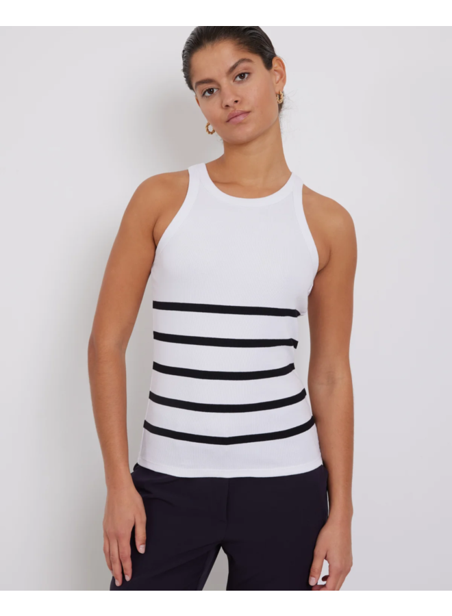 Bruuns Bazaar Katy Rib Tank Top White with Black Stripes