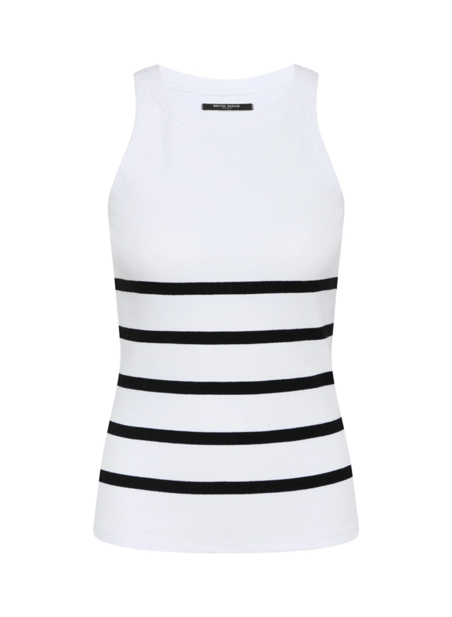 Bruuns Bazaar Katy Rib Tank Top White with Black Stripes