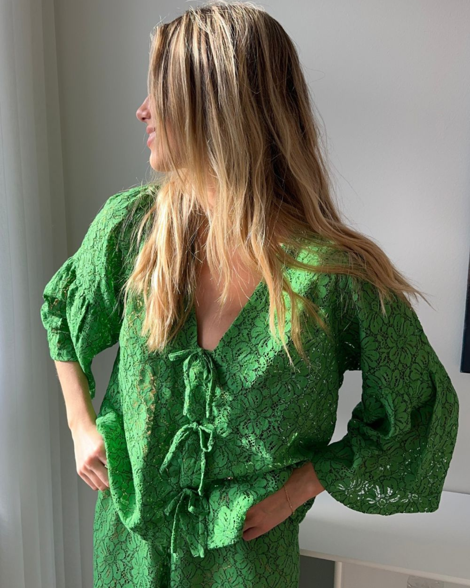 gingersnaps ブルゾン mainstory sissel edelbo Sissel Edelbo Lace Leftover Top - Green - Liefste Fashion