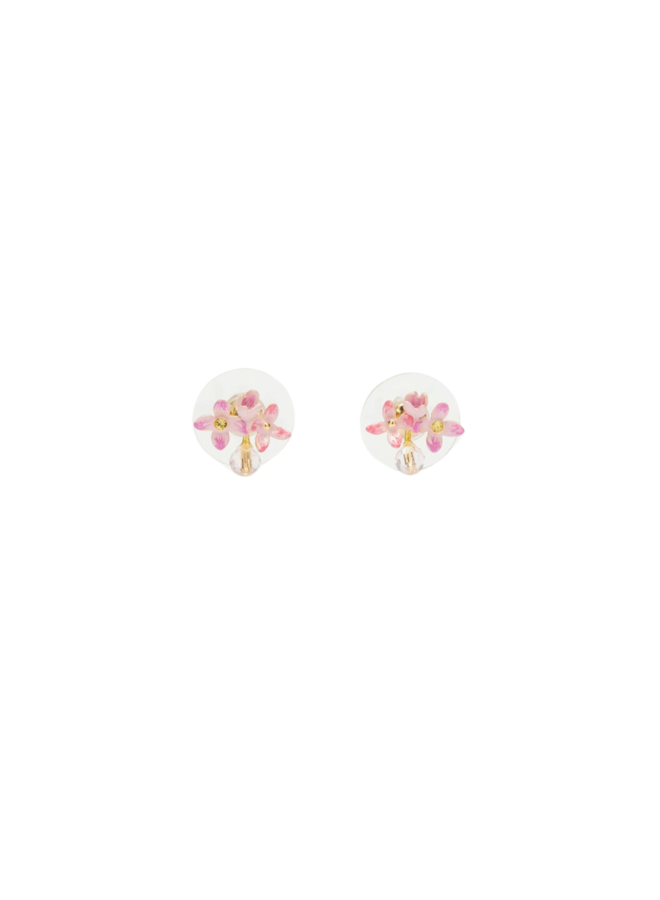 Les Néréides Lilac Flower and Cut Glass Bead Post Earrings