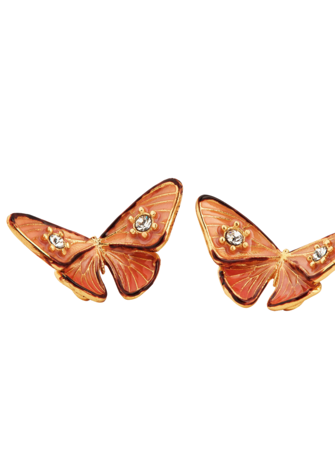 Les Néréides Enamelled Butterfly and Stone Post Earrings